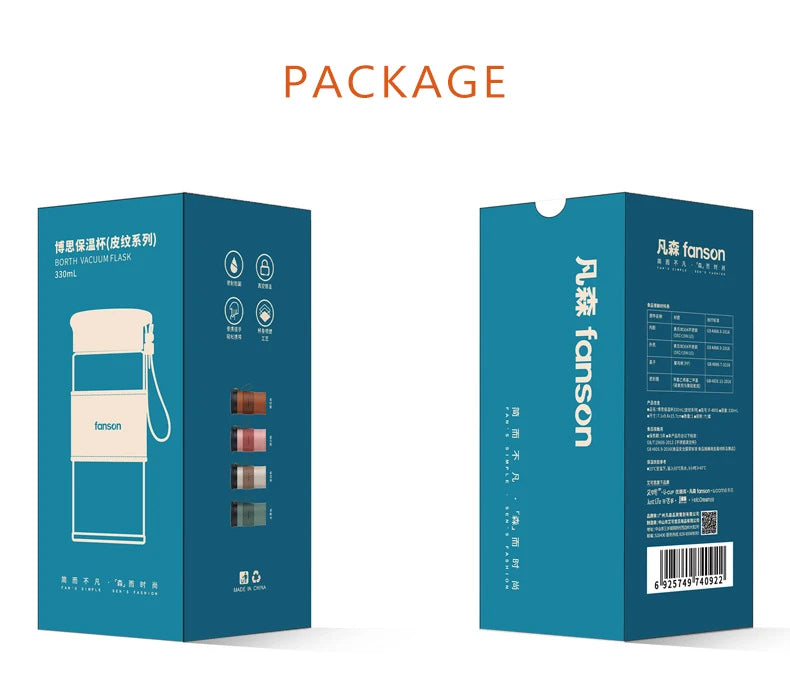 Brewsy™ 330ML Cute Thermal Water Bottle – Portable Stainless Steel Vacuum Mug for Tea & Coffee