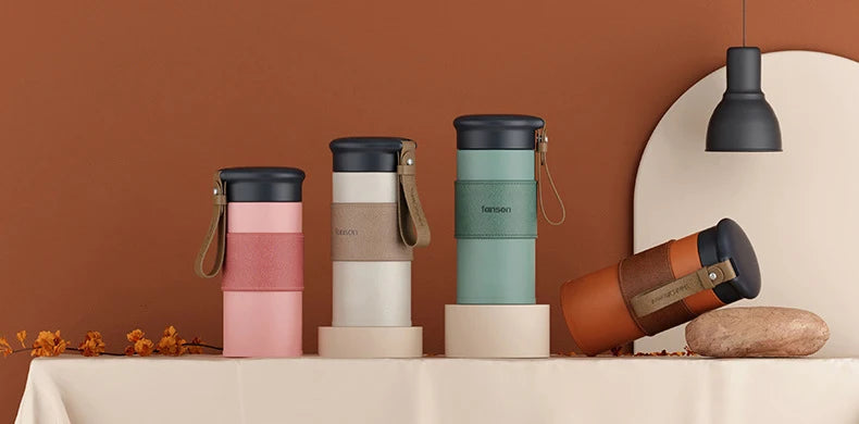 Brewsy™ 330ML Cute Thermal Water Bottle – Portable Stainless Steel Vacuum Mug for Tea & Coffee