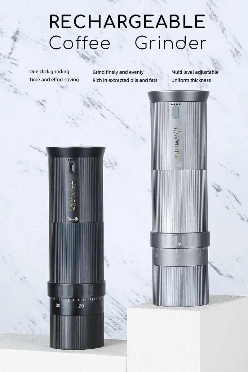 Brewsy™ Rechargeable Coffee Bean Grinder – Portable Electric Conical Burr Grinder with 38mm Cutter Head