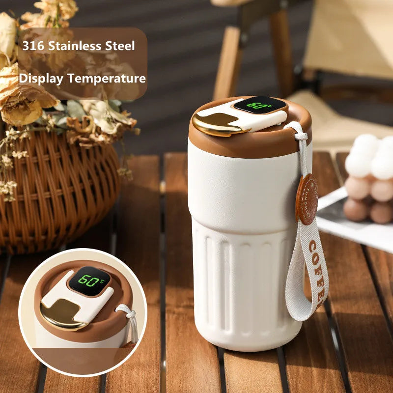 Brewsy™ 450ML Smart Thermos Bottle – Digital LED Temperature Display Coffee Cup, 316 Stainless Steel Vacuum Mug