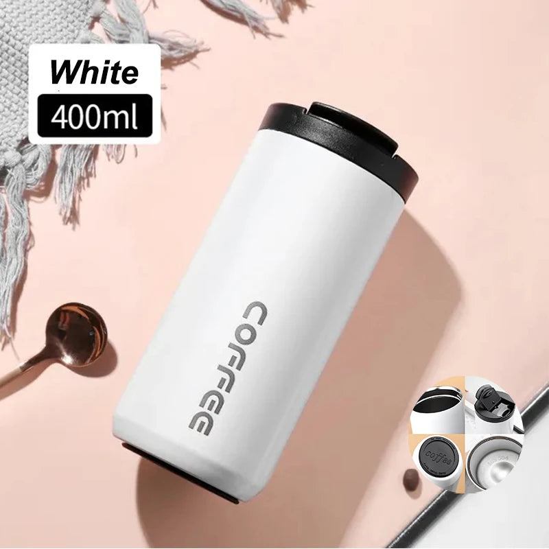 Brewsy™ 400ML Stainless Steel Coffee Thermos – Portable Leakproof Travel Mug & Car Vacuum Flask