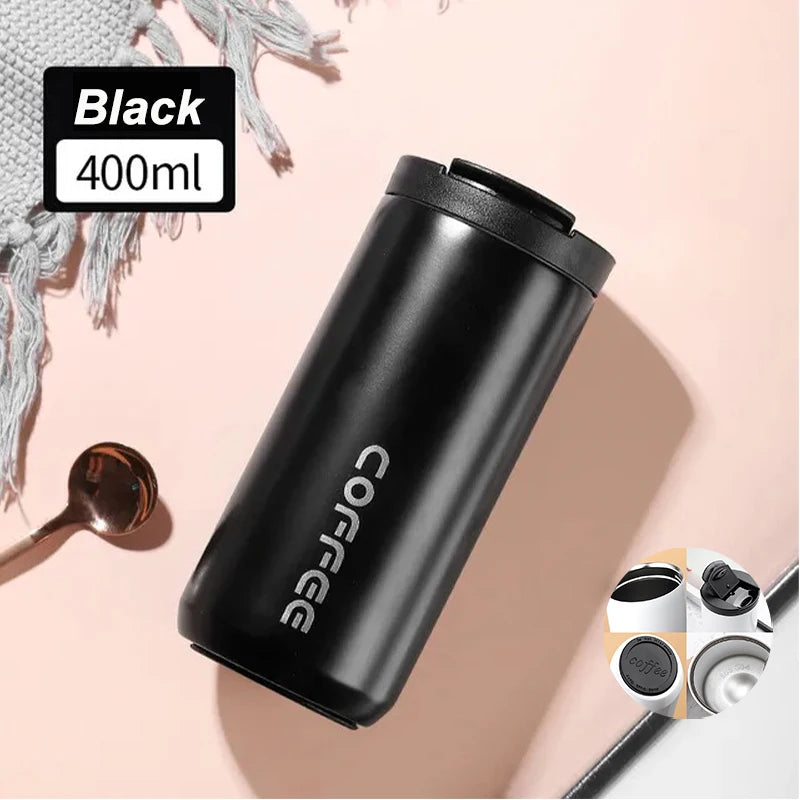 Brewsy™ 400ML Stainless Steel Coffee Thermos – Portable Leakproof Travel Mug & Car Vacuum Flask