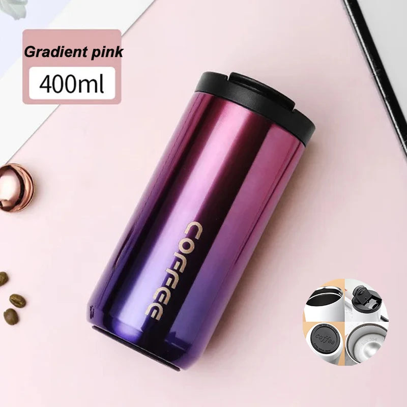 Brewsy™ 400ML Stainless Steel Coffee Thermos – Portable Leakproof Travel Mug & Car Vacuum Flask