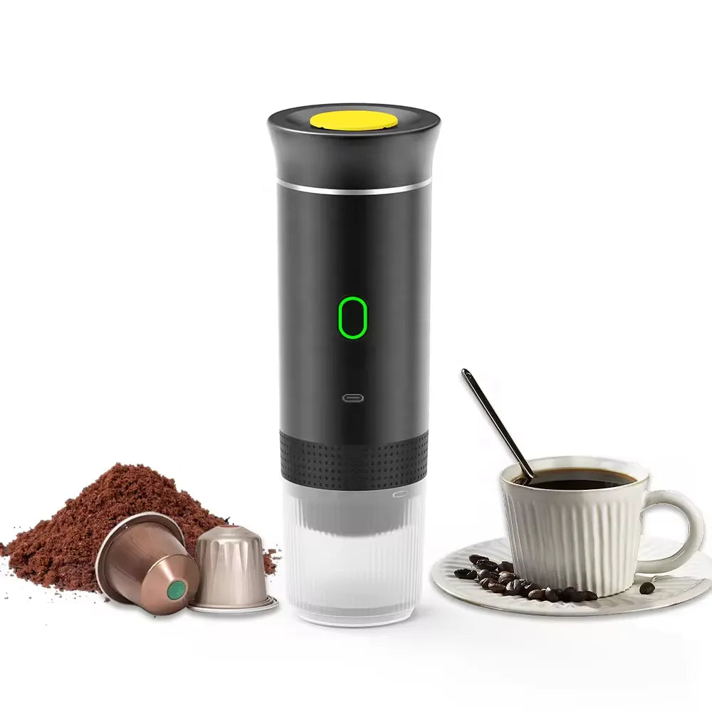 Brewsy™ Wireless Portable Espresso Maker – 3-in-1 Travel Coffee Machine for Car, Home & Camping