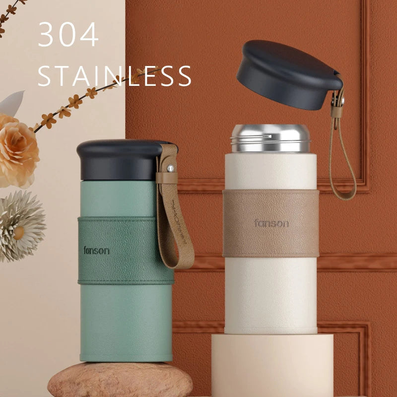 Brewsy™ 330ML Cute Thermal Water Bottle – Portable Stainless Steel Vacuum Mug for Tea & Coffee