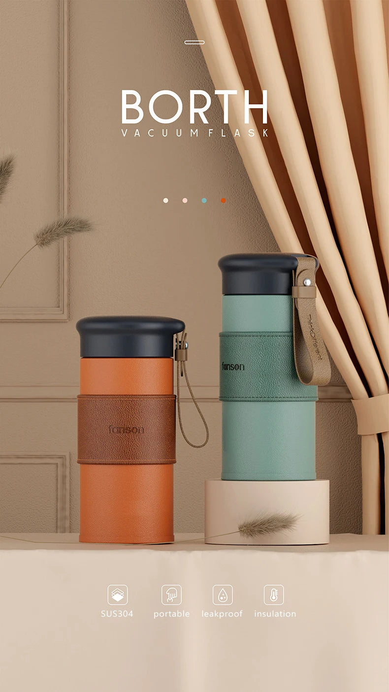 Cute Water Bottle Thermal Mug Portable Thermos Bottle For Tea Travel Insulated Coffee Cup Stainless Steel Vacuum Flask 330ml