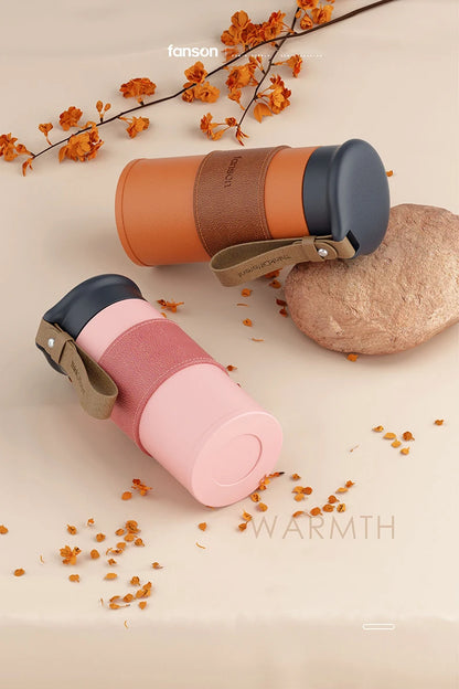 Cute Water Bottle Thermal Mug Portable Thermos Bottle For Tea Travel Insulated Coffee Cup Stainless Steel Vacuum Flask 330ml
