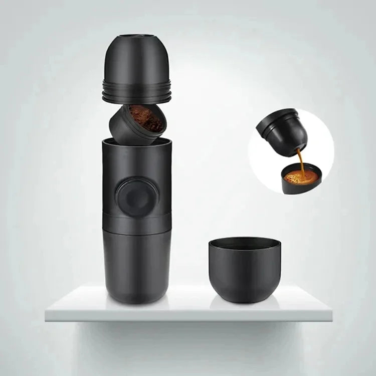 Manual pressurized coffee machine, small and portable handheld espresso machine for household, travel, and picnic use
