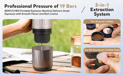 Portable Espresso Coffee Maker Electric Coffee Machine 19Bar Automatic Heating fit nespresso Capsule Pods Ground Coffee