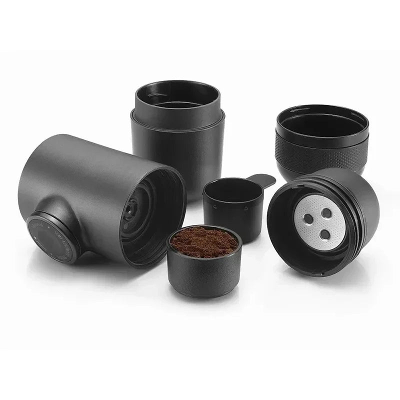 Manual pressurized coffee machine, small and portable handheld espresso machine for household, travel, and picnic use