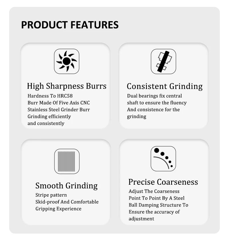Manual Coffee Grinder 304 Stainless Steel  Burr Grinders Mill Kitchen Tool Grinders Coffee Milling Machine